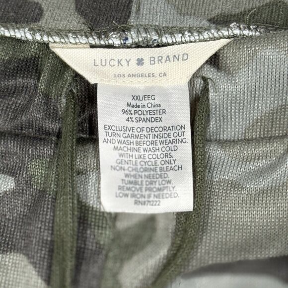 Lucky Brand Pajama Pants Womens XXL 2XL Green Camo Camoflauge‎ Casual Lounge - Picture 7 of 8